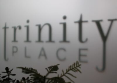 Trinity Place wall signage close-up